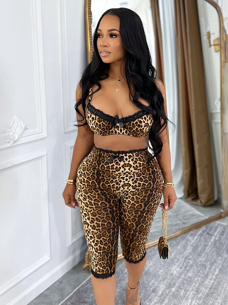 Doyerl Leopard Print Sexy Club - Lace Bralette Set review and price